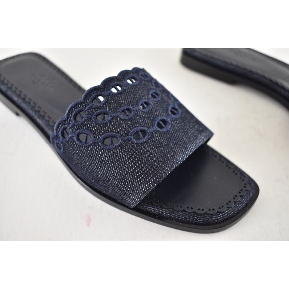 Hermes Sandales Gaelle Blue Denim Jeans Oran Slide Sandal Flat Flip Flop 39.5 - Picture 7 of 16